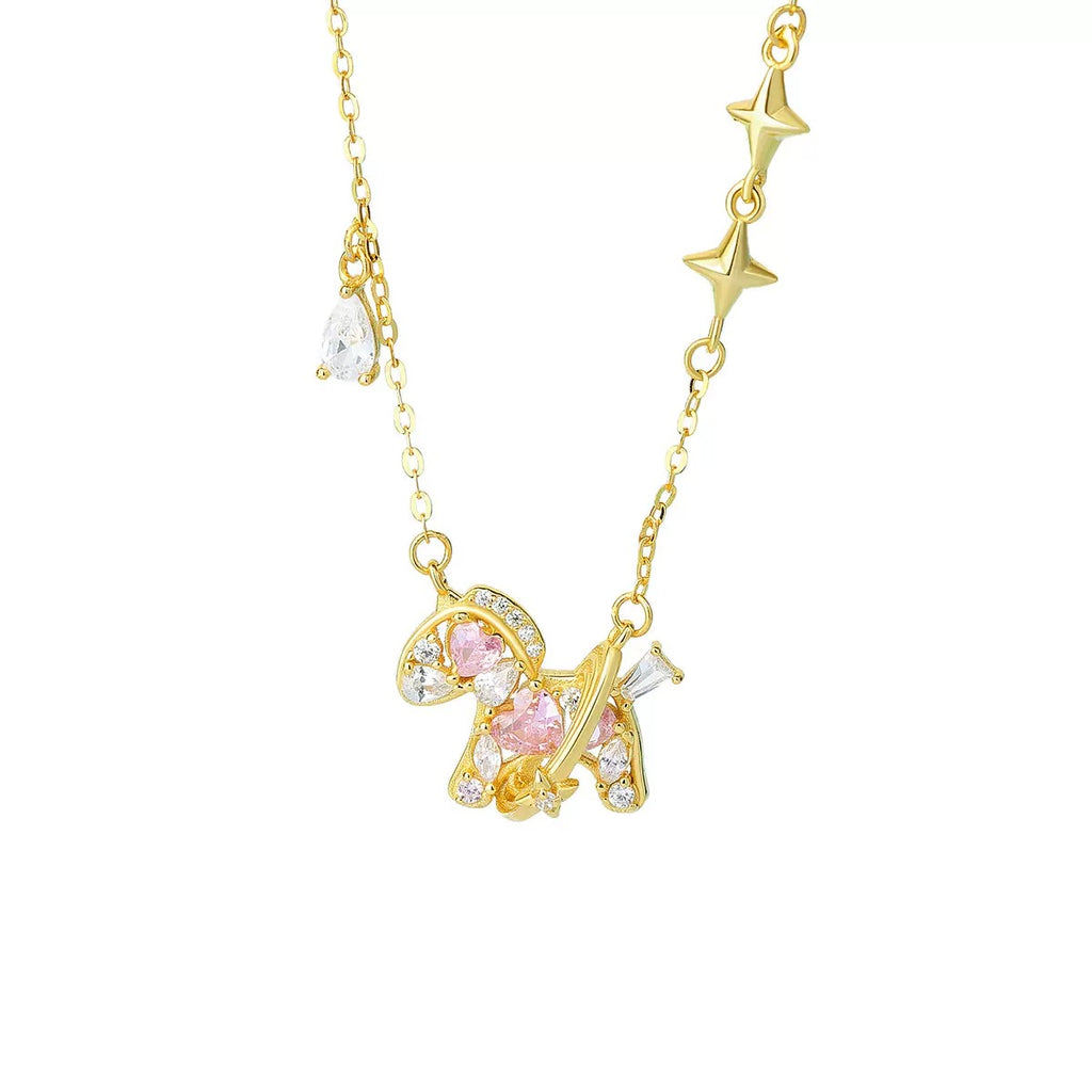 M377 lovely 925silver horse necklace