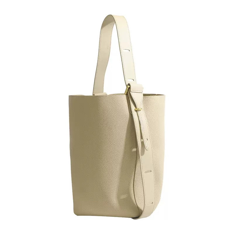 T048 genuine leather bucket handbag