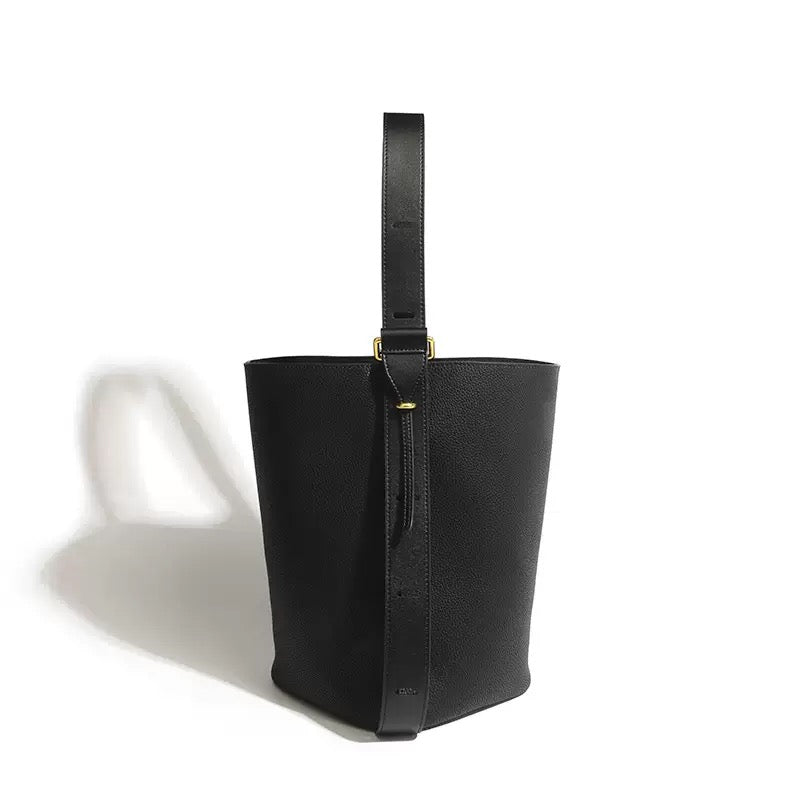 T048 genuine leather bucket handbag