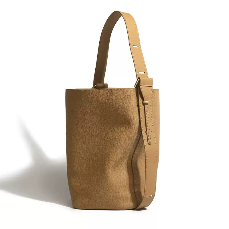 T048 genuine leather bucket handbag