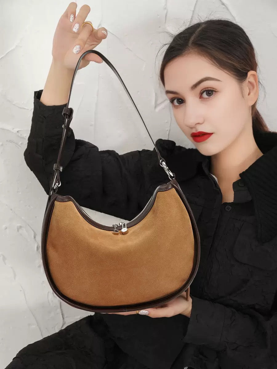 2409 suede leather shoulder bag