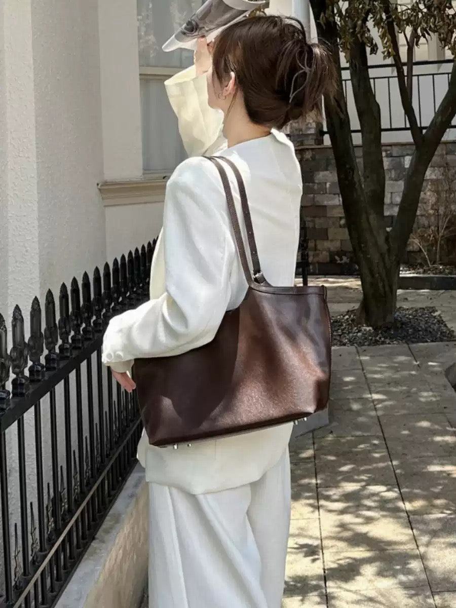 2411 cowhide large shopping totes