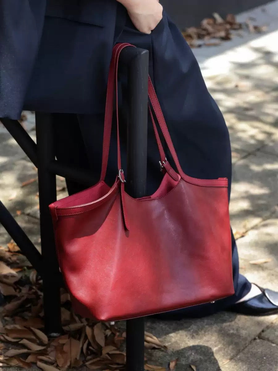 2411 cowhide large shopping totes