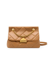 T004 Cowhide leather plaid flap chain bag