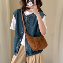 T001 suede leather vintage shoulder bag