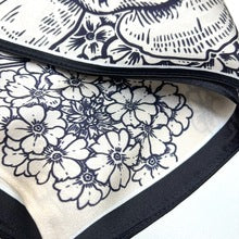 T011  Square silk flower print scarf