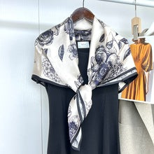 T011  Square silk flower print scarf