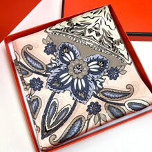 T011  Square silk flower print scarf