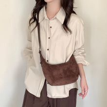 T001 suede leather vintage shoulder bag
