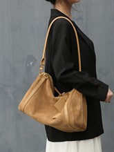 M145 Large boston handbag in suede