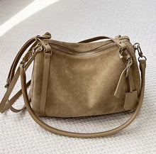 M145 Large boston handbag in suede