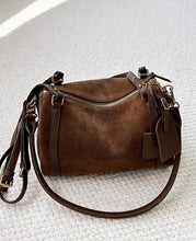 M145 Large boston handbag in suede
