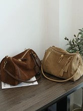 M145 Large boston handbag in suede