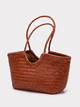 T021 genuine leather handmade woven bag