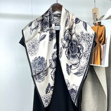 T011  Square silk flower print scarf