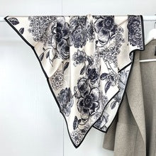 T011  Square silk flower print scarf